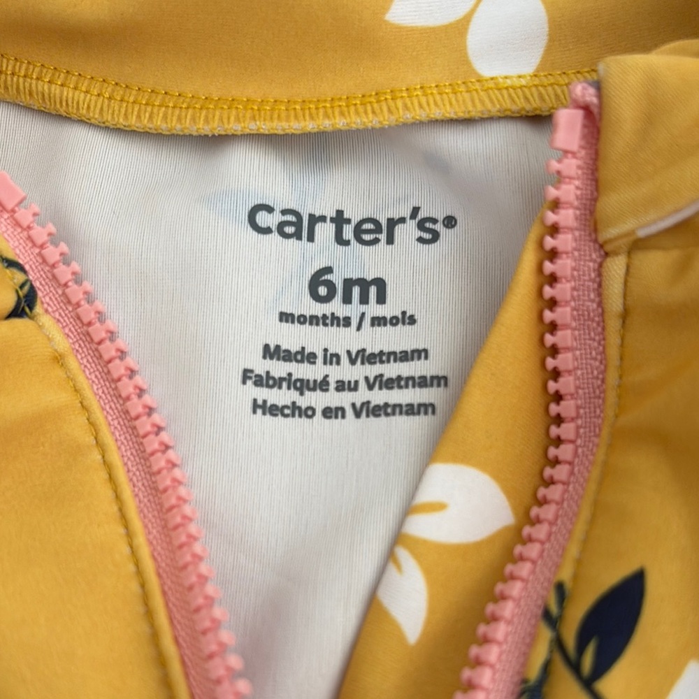 Carters Floral Yellow Kids Swim Set size 6 months - Picture 6 of 9